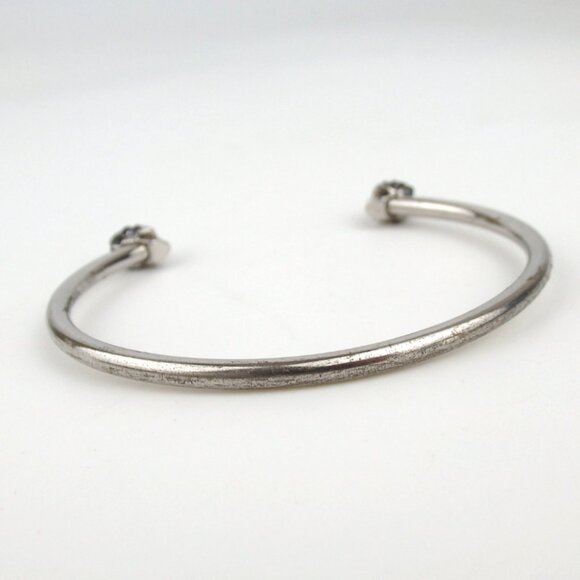 Authentic ALEXANDER McQUEEN Skull motif bangle bracelet metal/Rhinestone [Used] - Picture 2 of 10